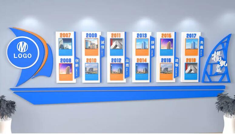 創意藍色企業文化墻制作效果圖