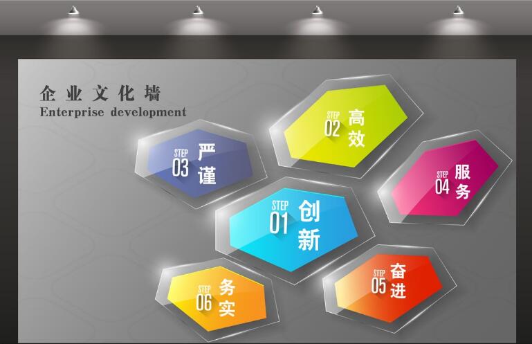 創意彩色幾何背景企業文化墻制作效果圖