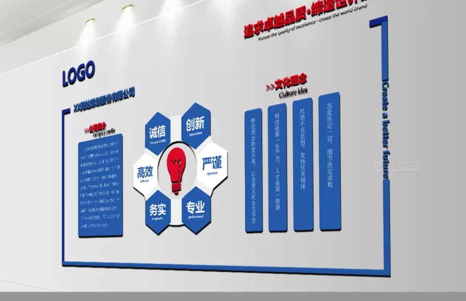 藍色高端集團宣傳欄形象墻