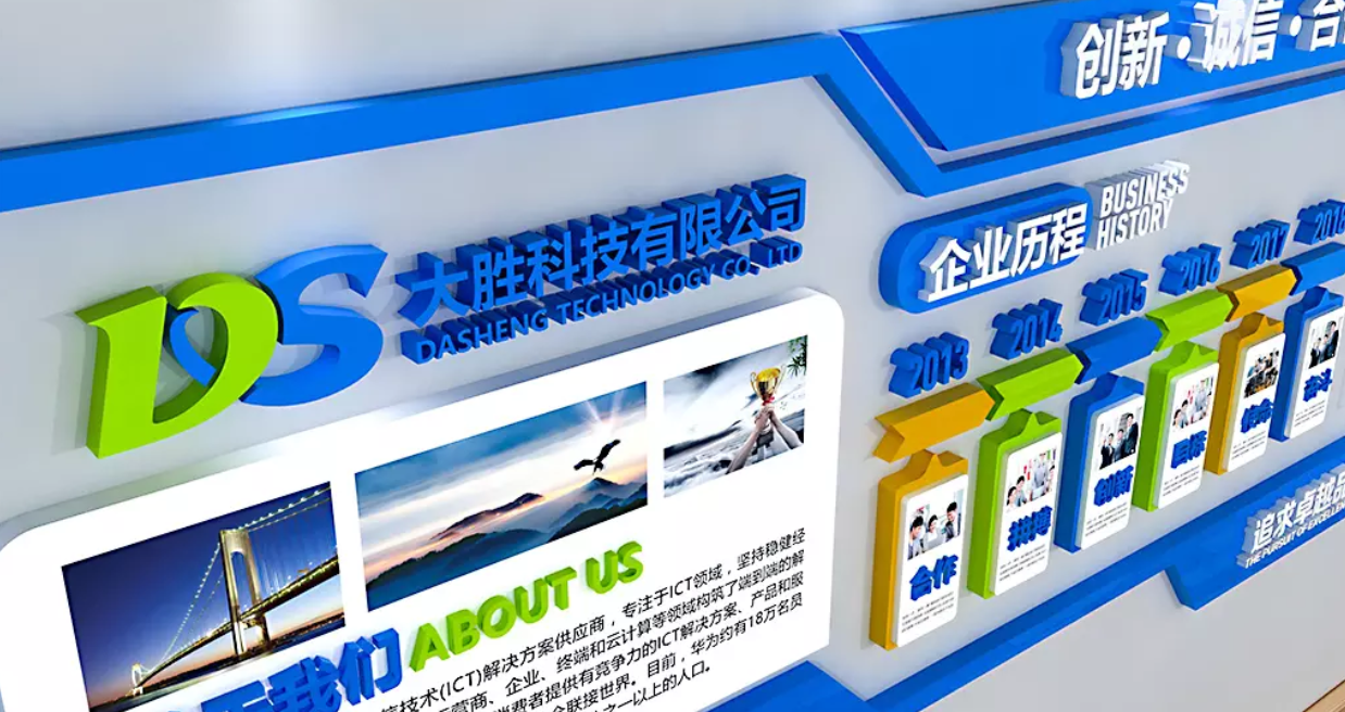 藍色企業文化墻展板