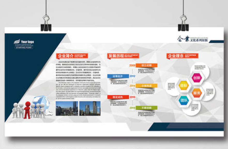 簡(jiǎn)約微立體企業(yè)文化墻企業(yè)展板形象墻模板