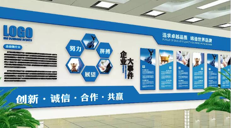 藍色創意企業文化墻制作效果圖