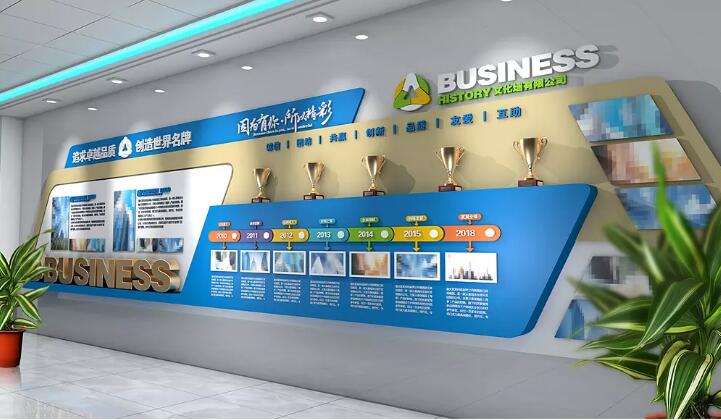 藍色創意企業文化墻制作效果圖