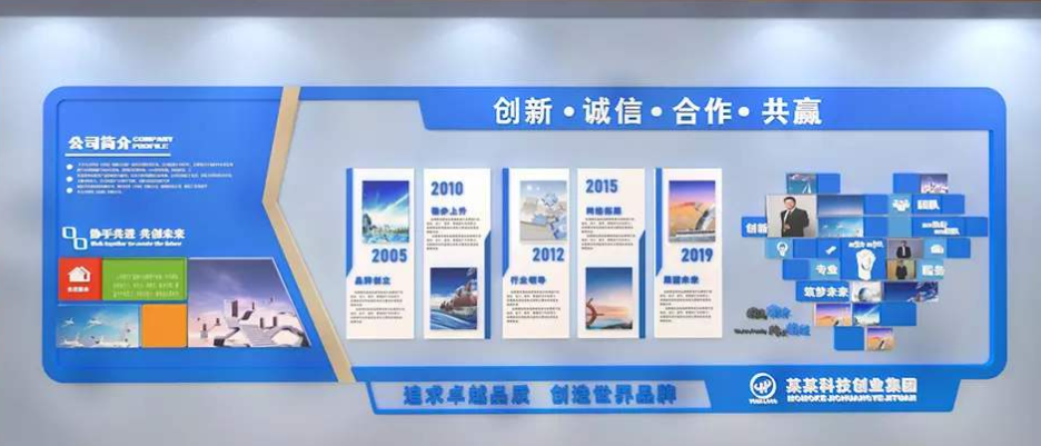 藍(lán)色企業(yè)文化墻展板設(shè)計