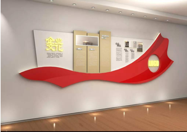 紅色大氣船狀企業文化墻形象墻設計