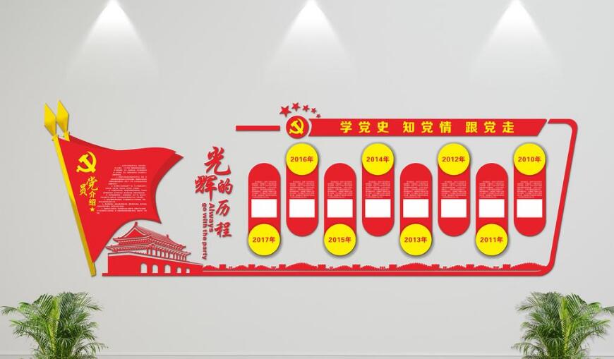 微立體黨建歷程文化墻制作效果圖