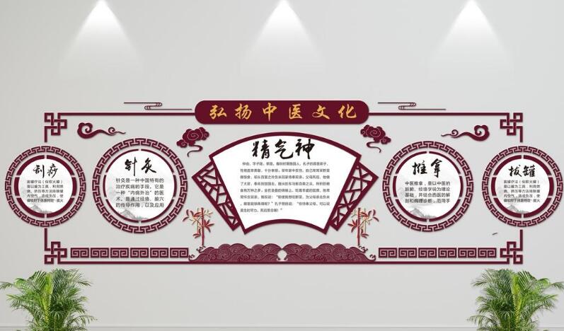 精氣神養生中醫微立體文化墻制作效果圖