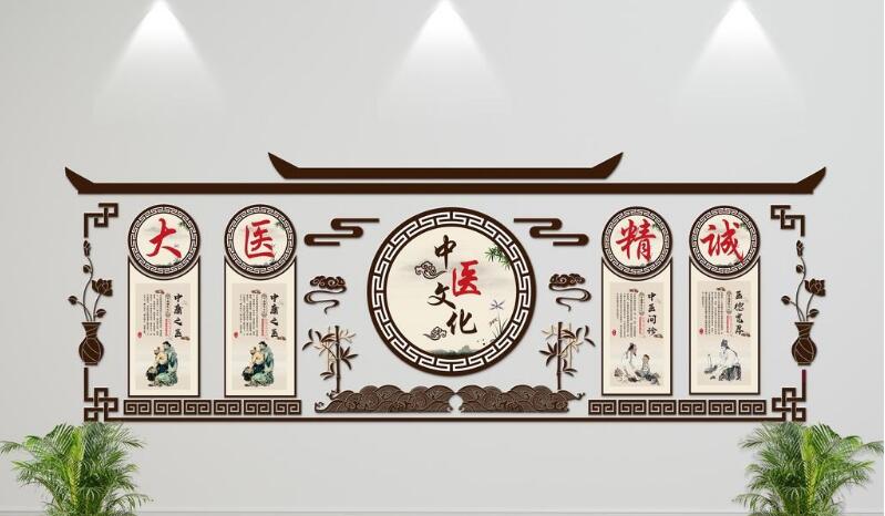 精氣神養生中醫微立體文化墻制作效果圖
