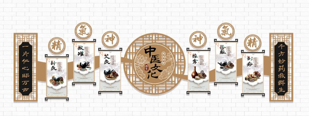 古香古色中國風中醫微立體文化墻立體墻