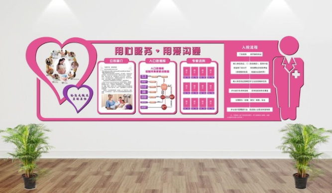 立體婦產(chǎn)科醫(yī)院走廊異形文化墻展板設(shè)計(jì)