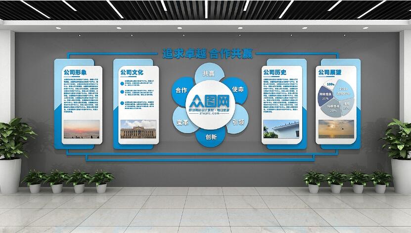 現(xiàn)代立體企業(yè)文化墻制作效果圖