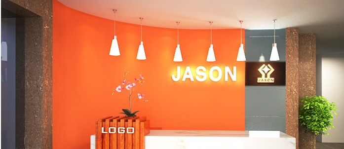 弧形公司前臺形象墻設計